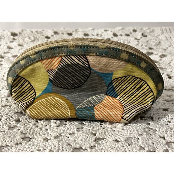 Fossil Keyper Circle Coated Canvas Zipper Bag Pouch Case Cosmetic Makeup - Picture 4 of 8